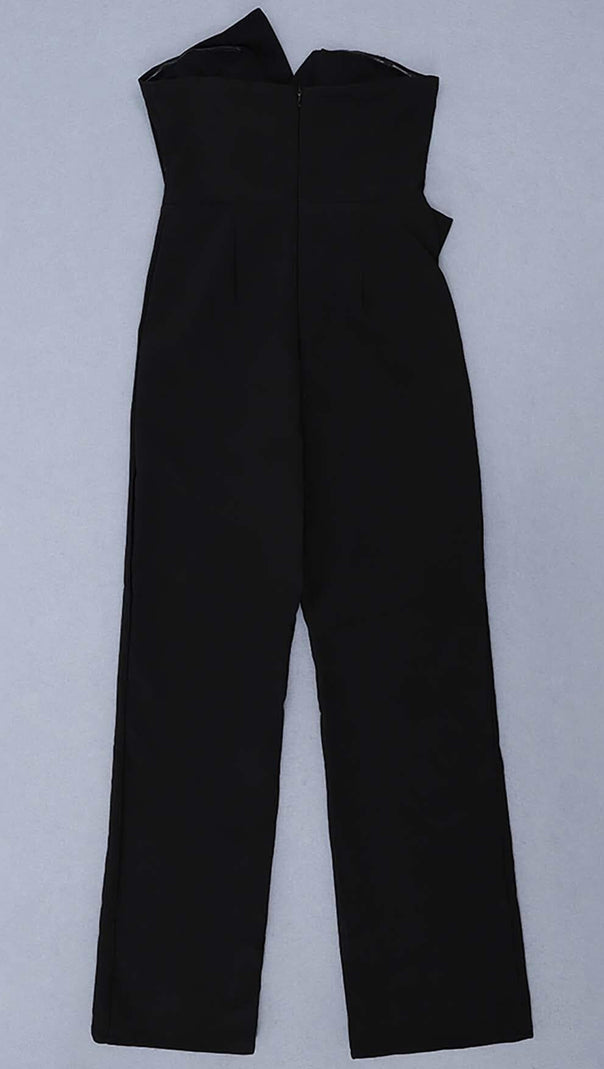 Jumpsuit aus Seidenfaille mit verdrehter Schleife
