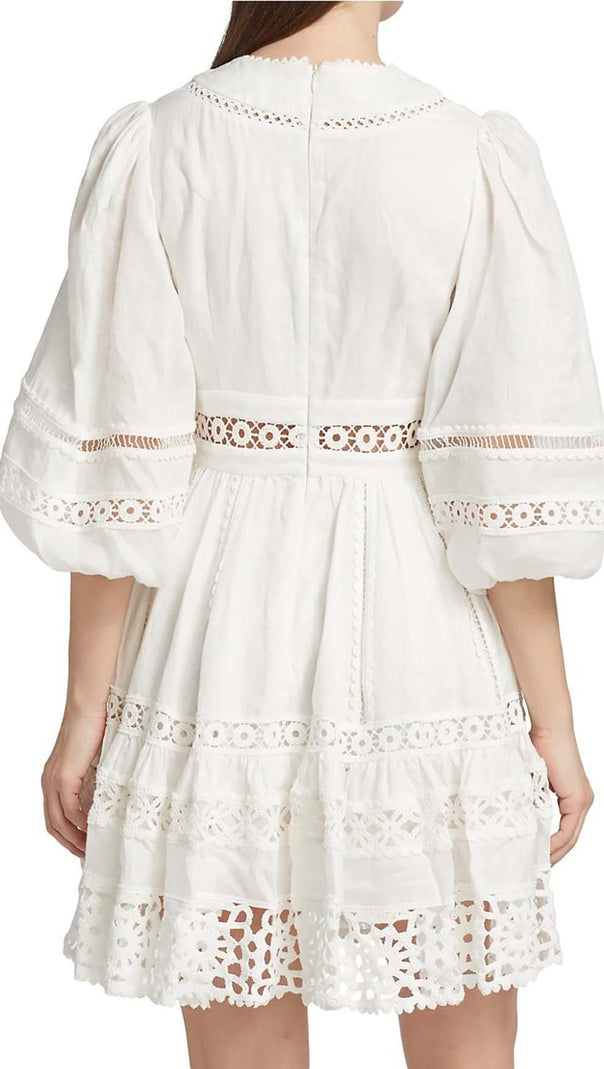 AIIZIE V-NECK BOTTON MIDI DRESS IN WHITE - product image