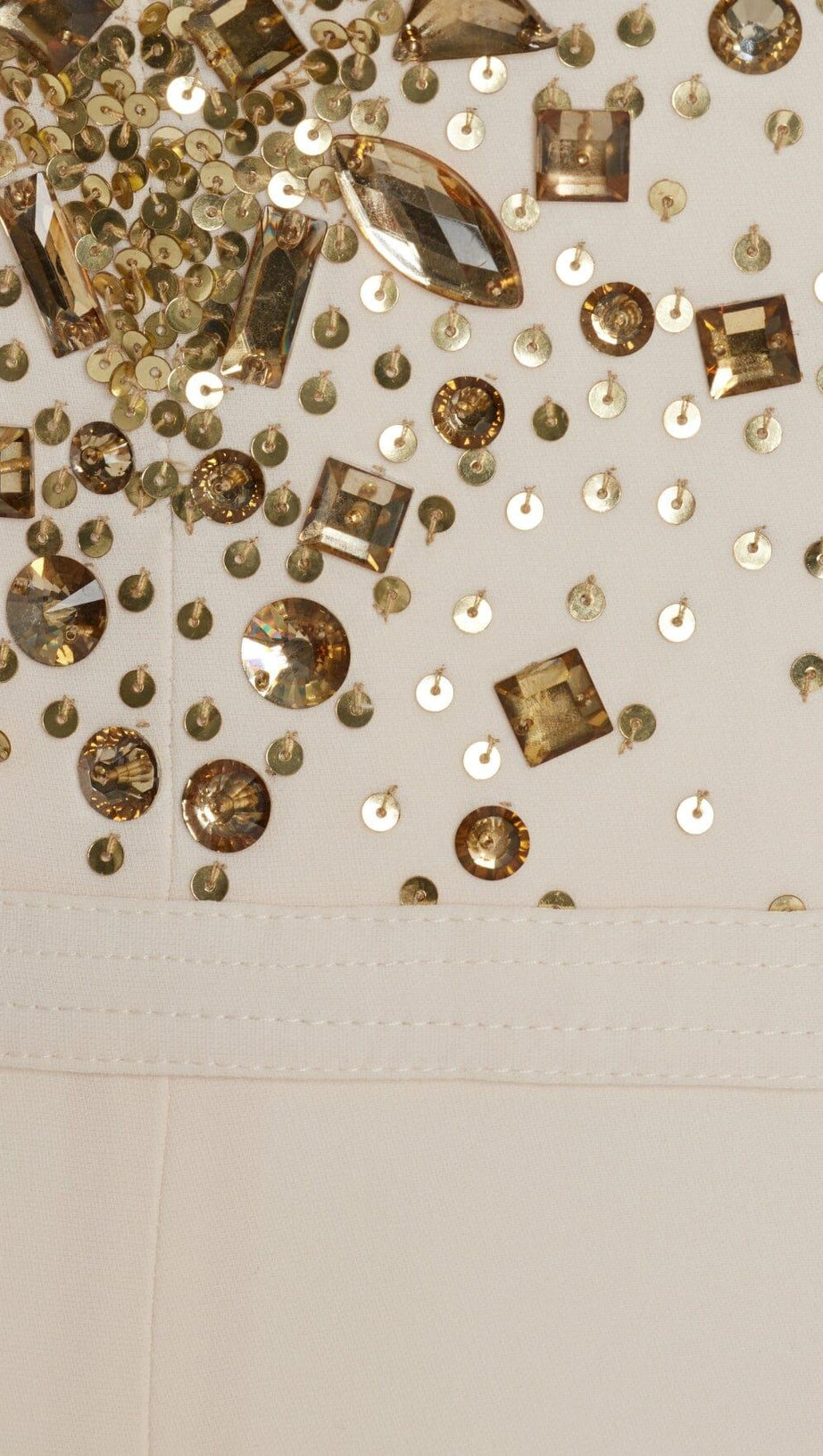 V-NECK SEQUIN HALTER JUMPSUIT IN WHITE