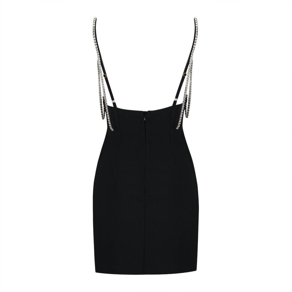 AIIZIE V-NECK STRAPPY MINI DRESS IN BLACK - product image