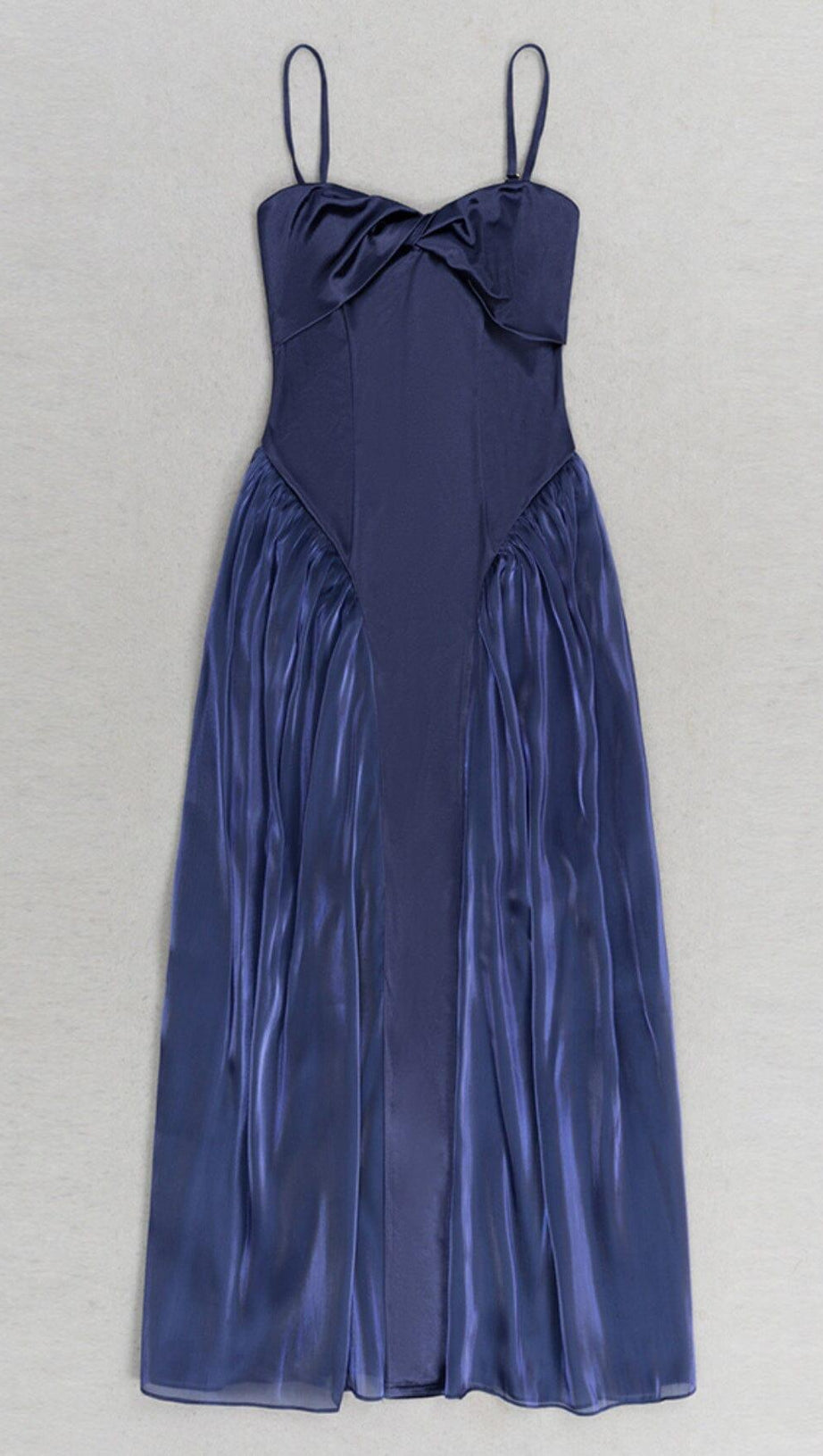 WAIST-TIGHTENING MESH MAXI DRESS IN ROYAL BLUE