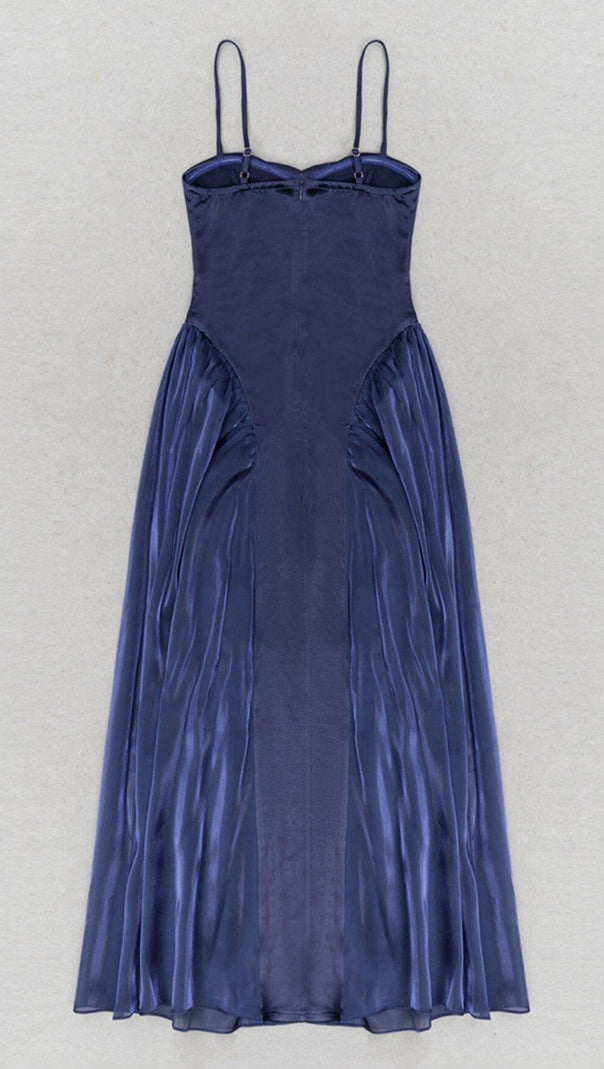 AIIZIE WAIST-TIGHTENING MESH MAXI DRESS IN ROYAL BLUE - product image
