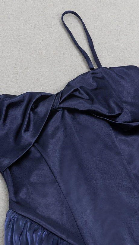 WAIST-TIGHTENING MESH MAXI DRESS IN ROYAL BLUE