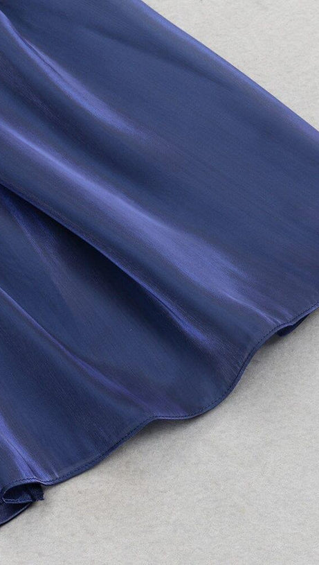 WAIST-TIGHTENING MESH MAXI DRESS IN ROYAL BLUE