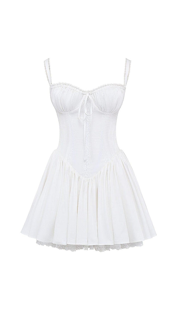 AIIZIE WHITE LACE CORSET MINI DRESS - product image
