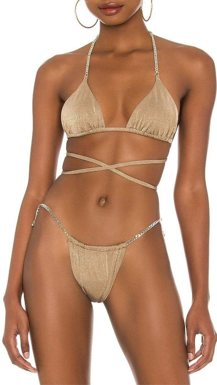 CROSS STRAP CHAIN BIKINI SUIT
