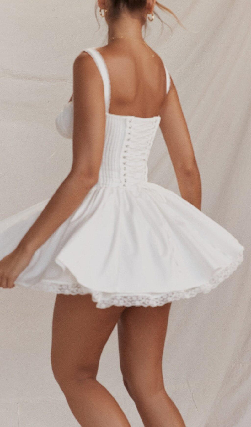 WHITE LACE CORSET MINI DRESS