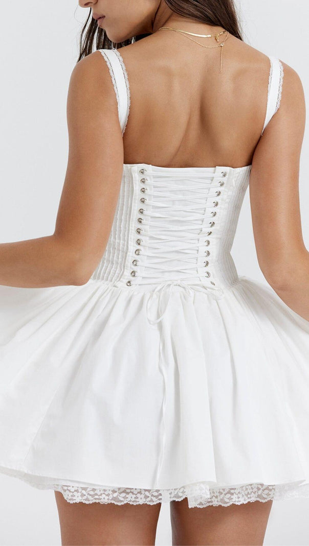 AIIZIE WHITE LACE CORSET MINI DRESS - product image