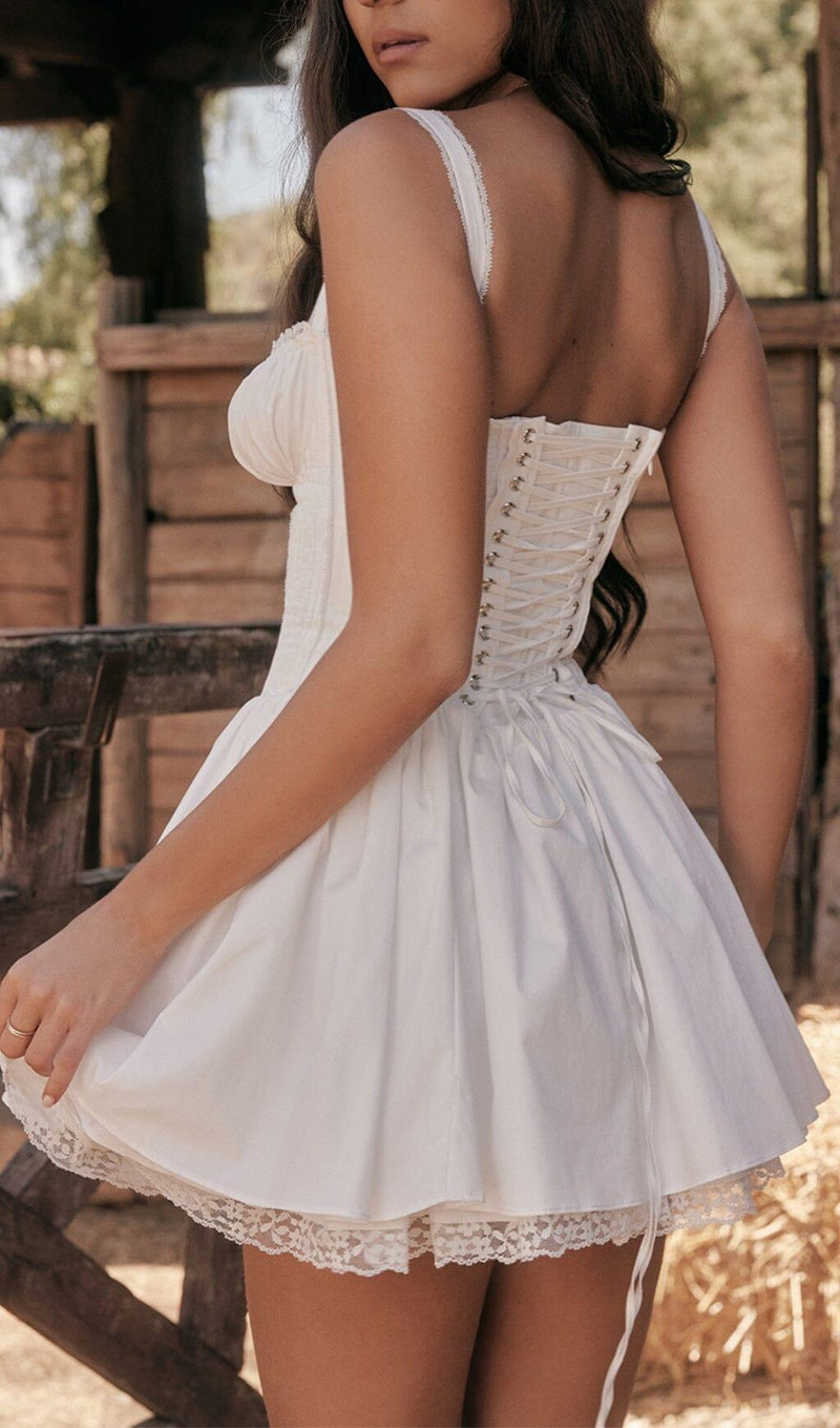 WHITE LACE CORSET MINI DRESS