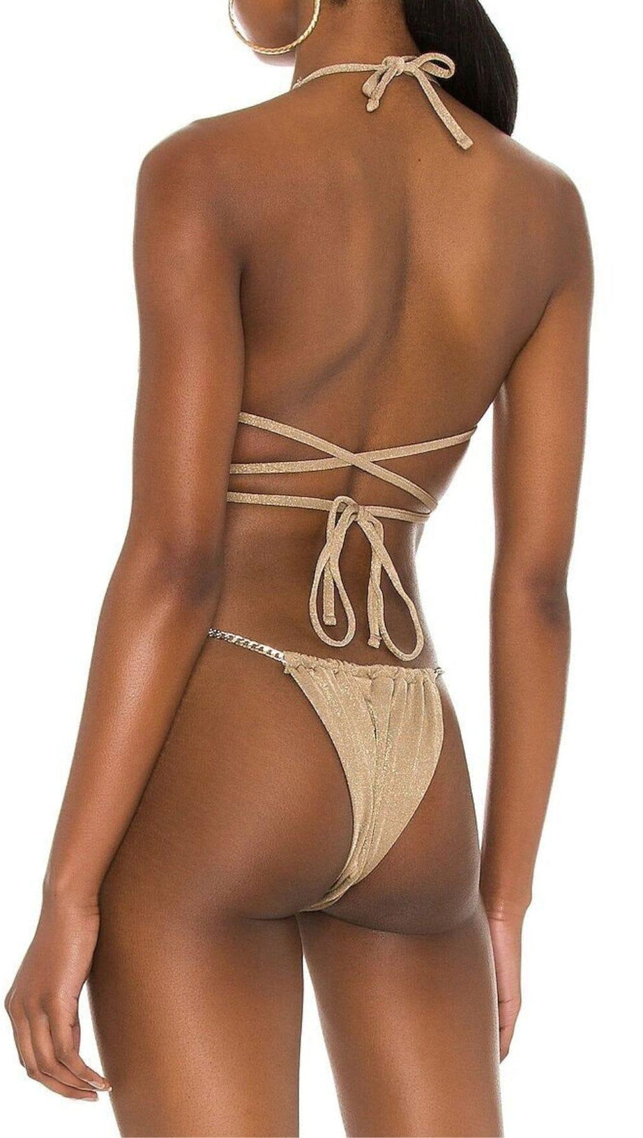 CROSS STRAP CHAIN BIKINI SUIT