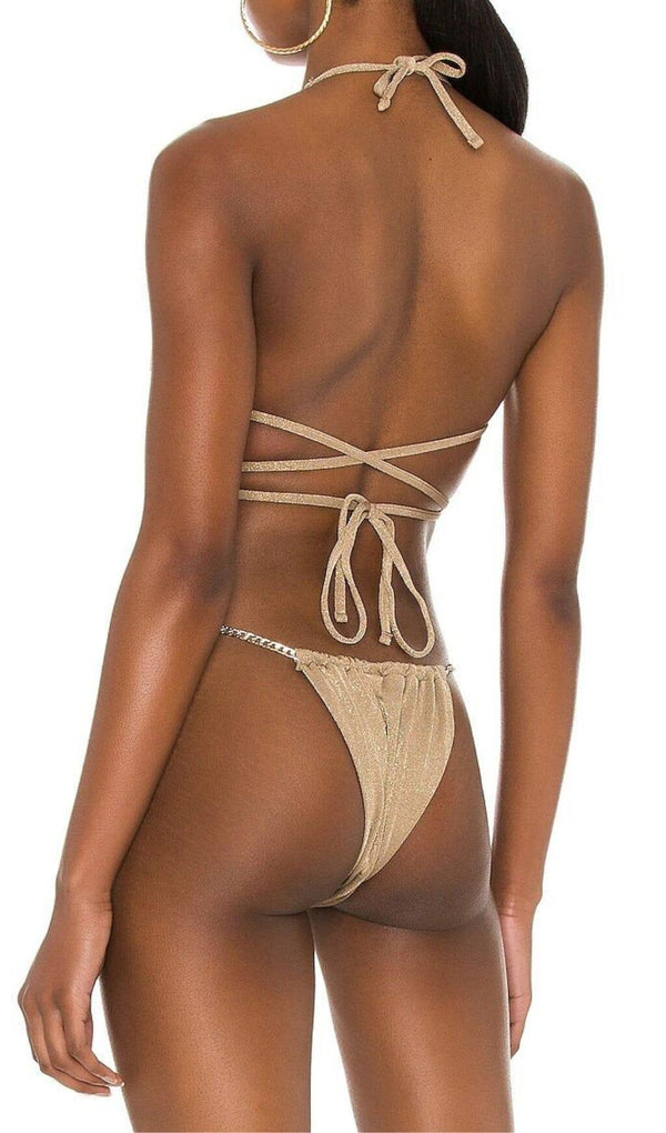 CROSS STRAP CHAIN BIKINI SUIT