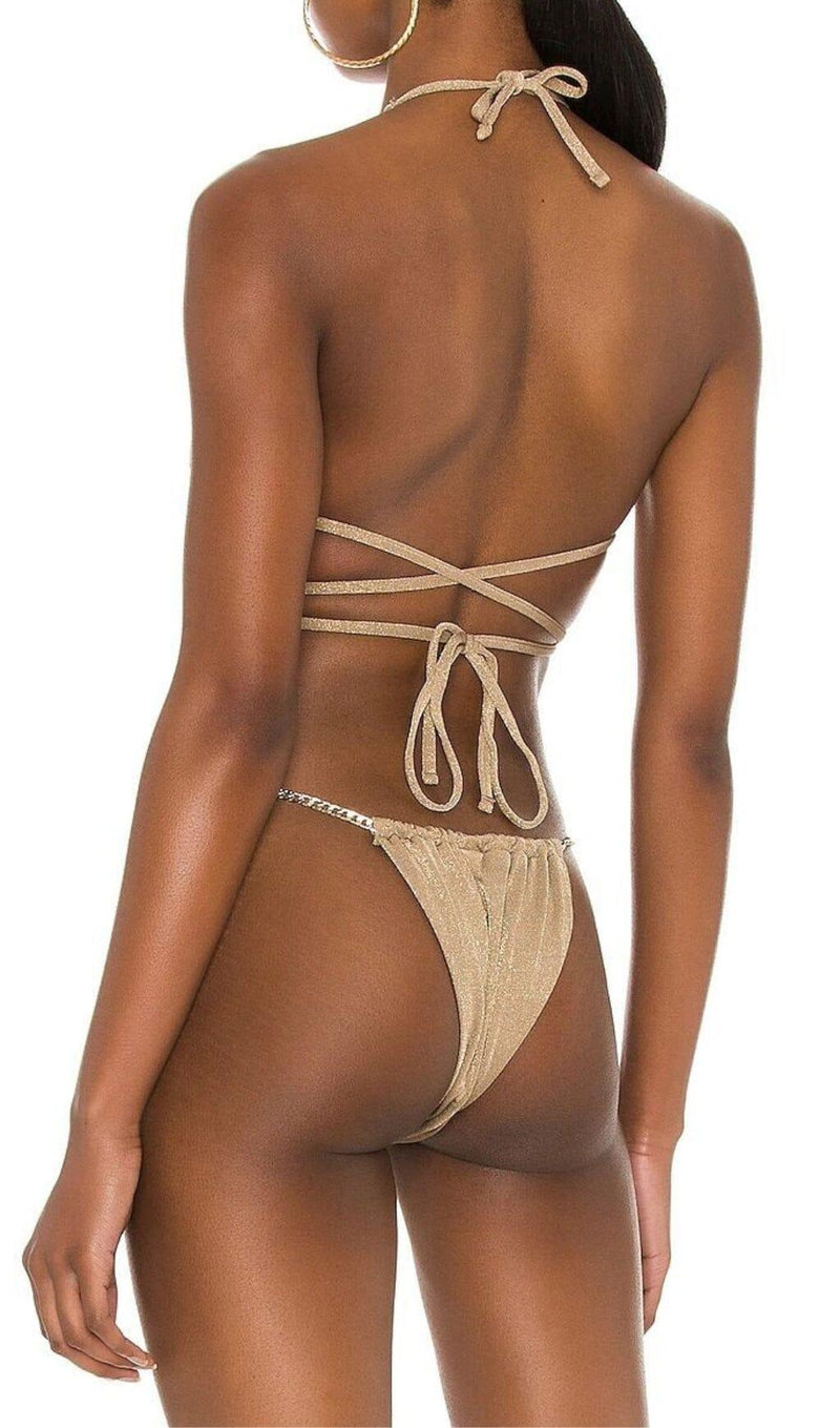 CROSS STRAP CHAIN BIKINI SUIT