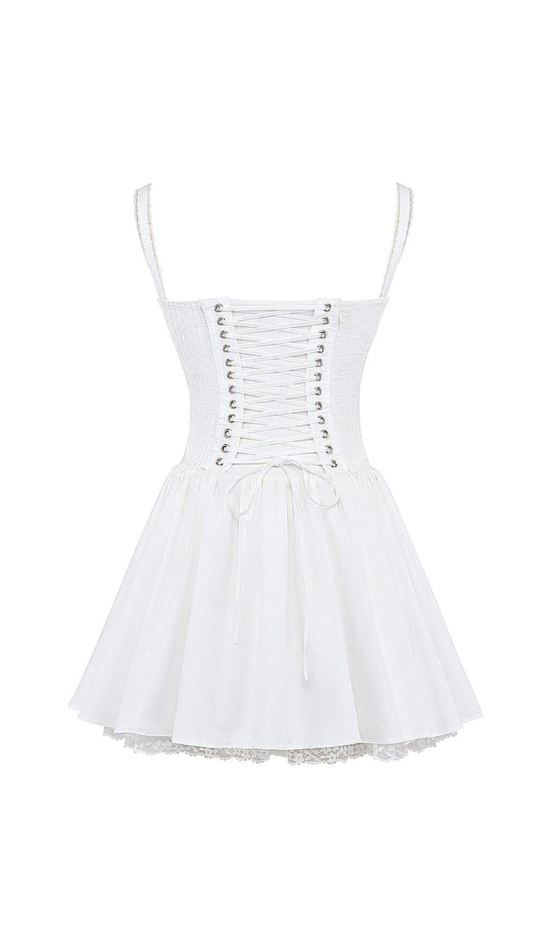 WHITE LACE CORSET MINI DRESS