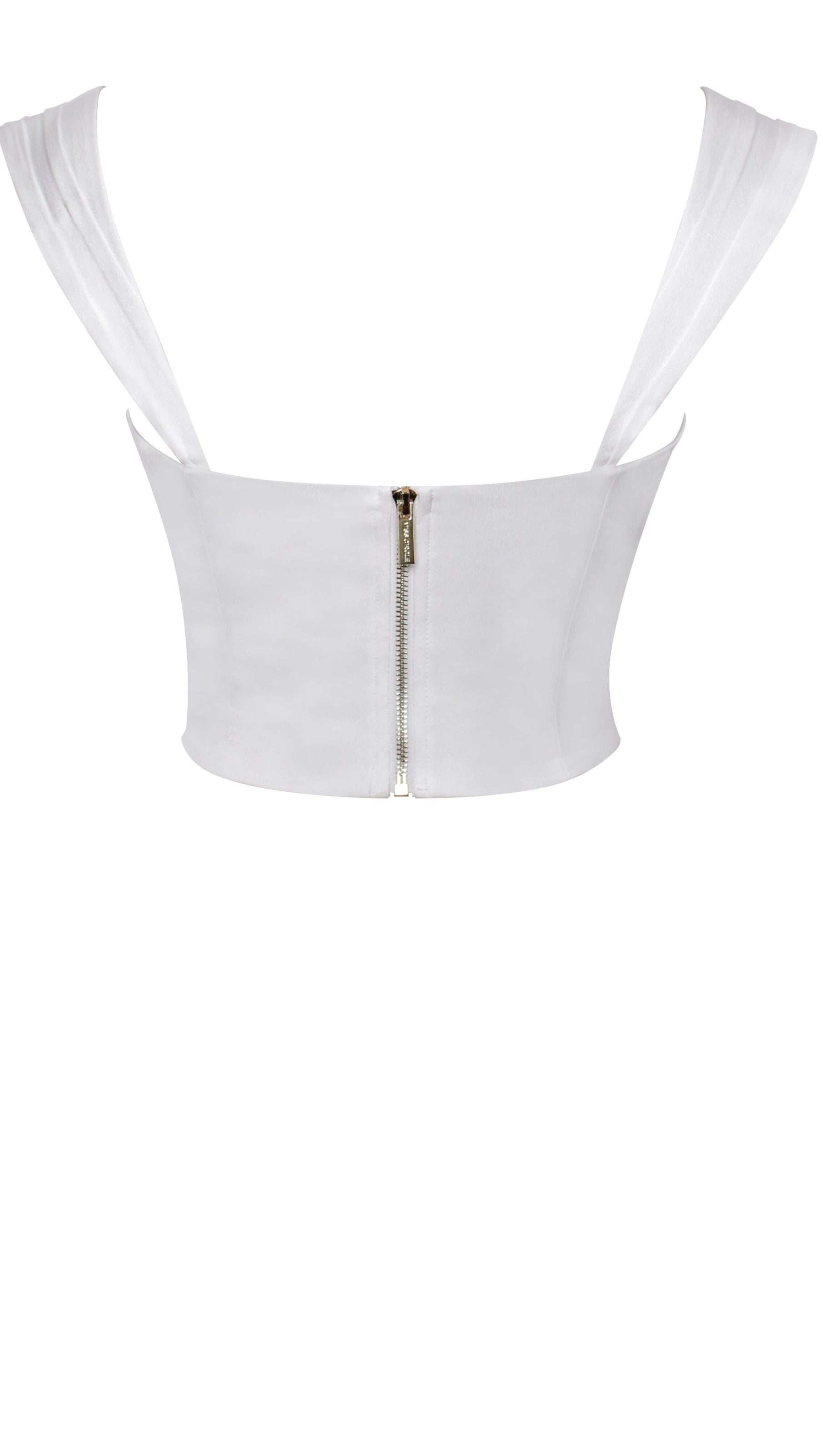 AIIZIE WHITE LACE SATIN CORSET TOP - product image
