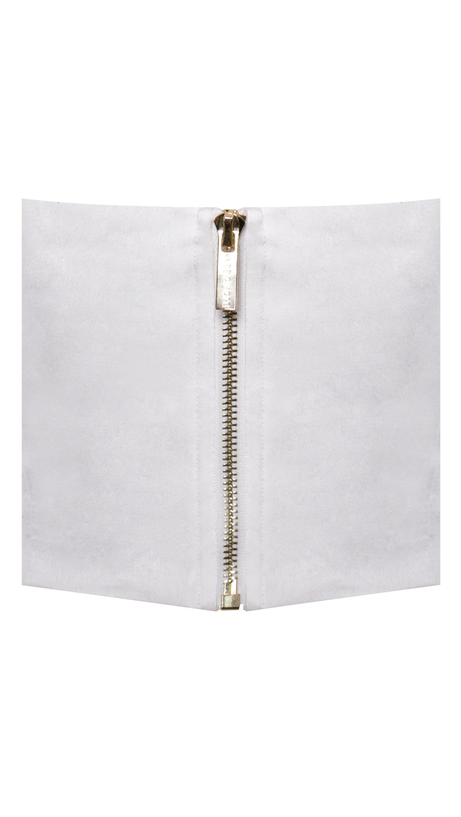 TOP CORSETTO IN PIZZO BIANCO E RASO