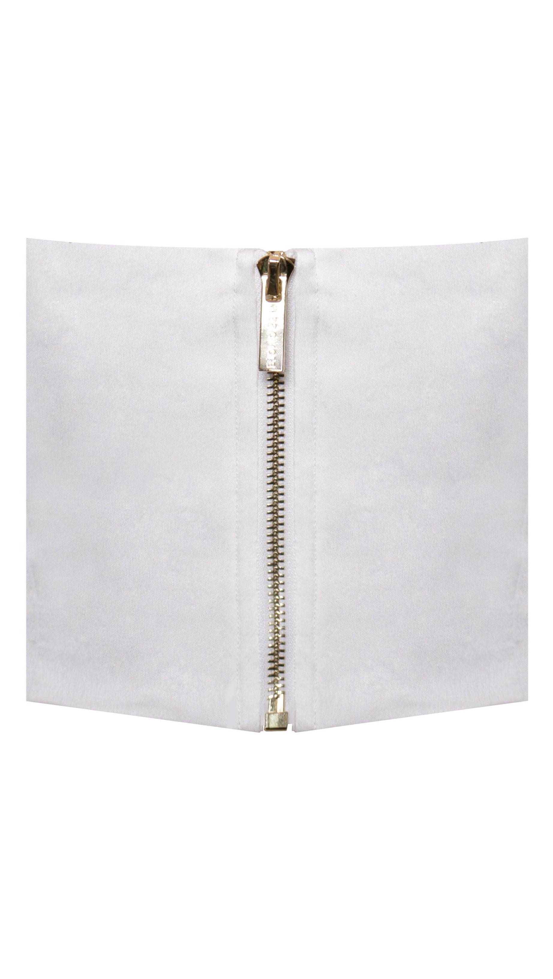 WEISSES KORSETTOP AUS SPITZE UND SATIN