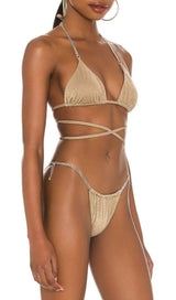 CROSS STRAP CHAIN BIKINI SUIT