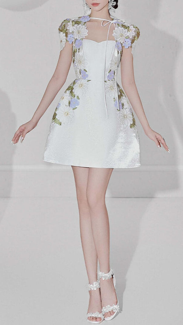 AIIZIE A-LINE SHORT SLEEVED TAFFETA MINI DRESS - product image