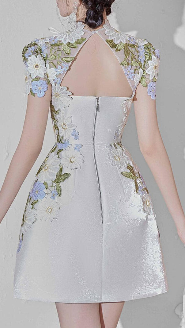 AIIZIE A-LINE SHORT SLEEVED TAFFETA MINI DRESS - product image