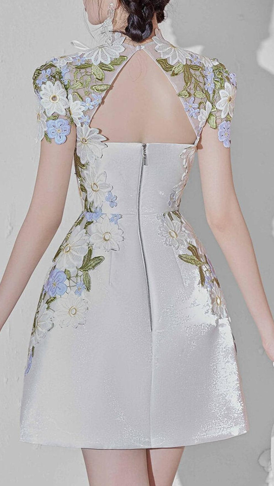 A-LINE SHORT SLEEVED TAFFETA MINI DRESS