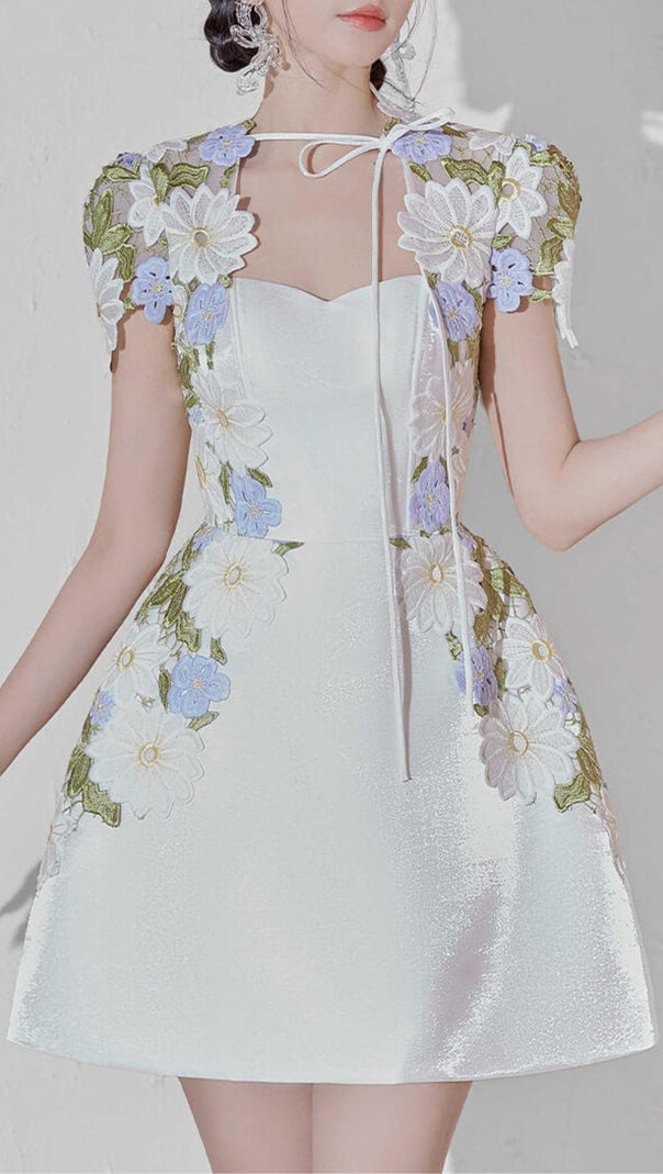 AIIZIE A-LINE SHORT SLEEVED TAFFETA MINI DRESS - product image