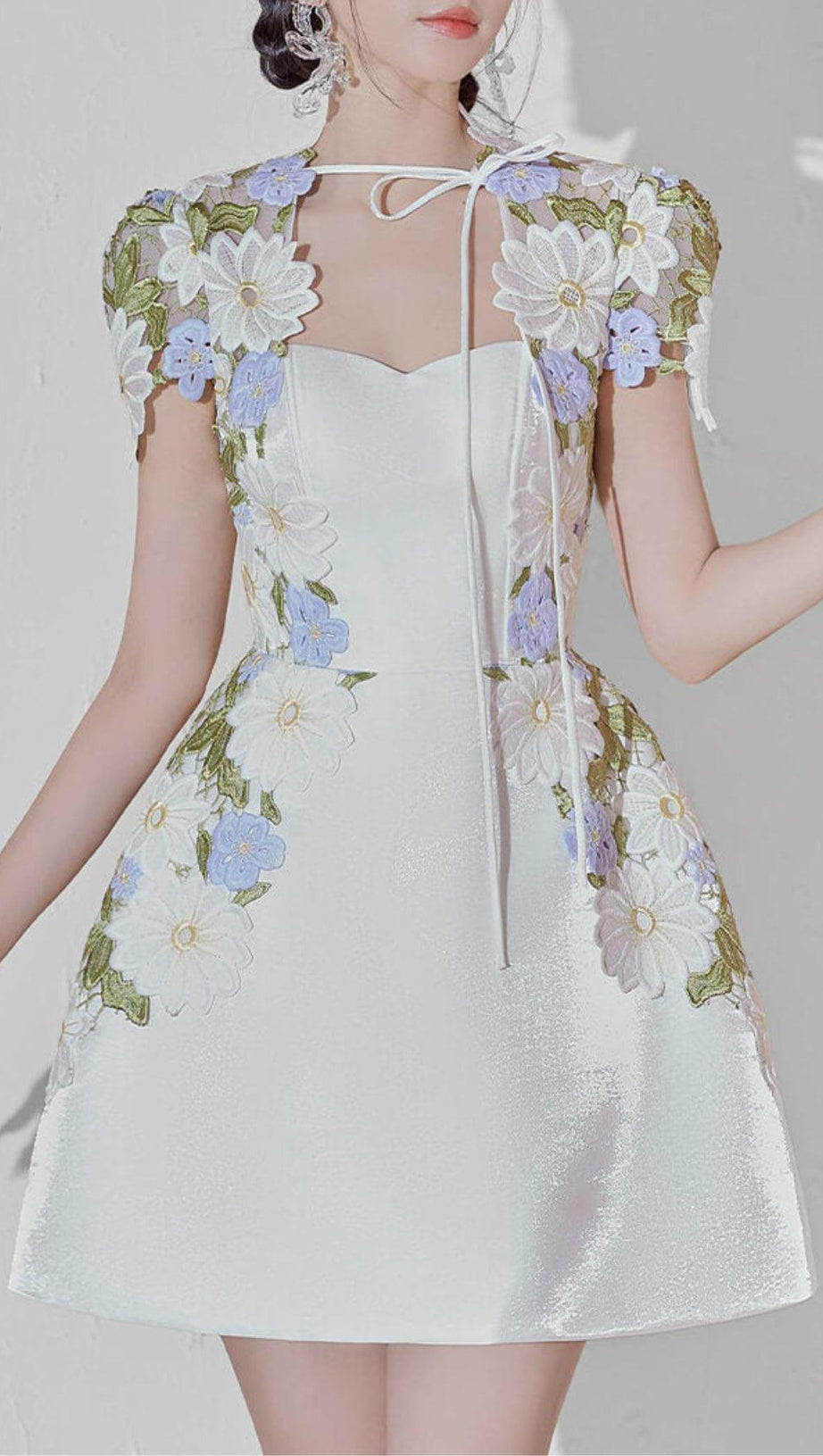 A-LINE SHORT SLEEVED TAFFETA MINI DRESS