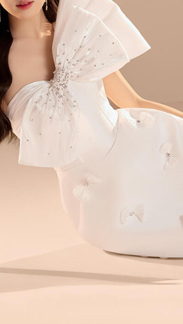 AIIZIE A-LINE ASYMMETRIC SHOULDER TAFFETA MINI DRESS - product image