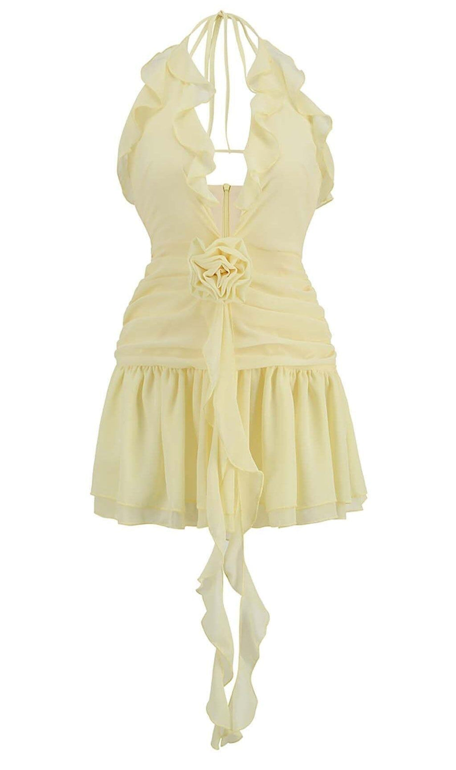 3D FLOWER MESH IRREGULAR MINI DRESS