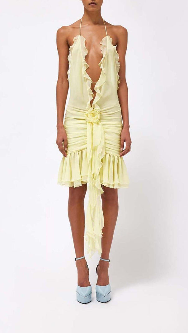AIIZIE 3D FLOWER MESH IRREGULAR MINI DRESS - product image