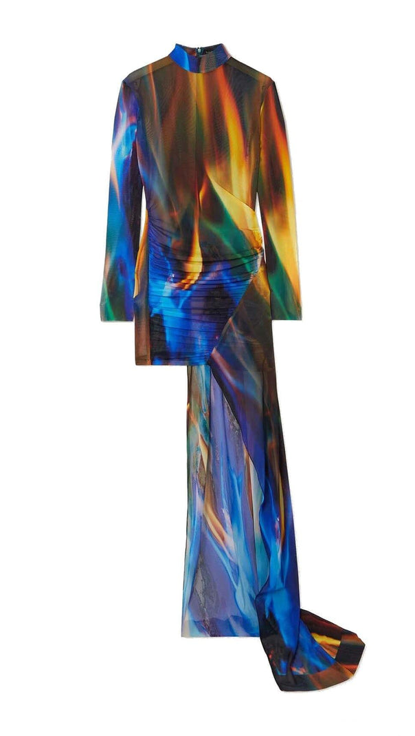 AIIZIE ASYMMETRIC PRINT FRONT MINI DRESS IN COLORFUL - product image