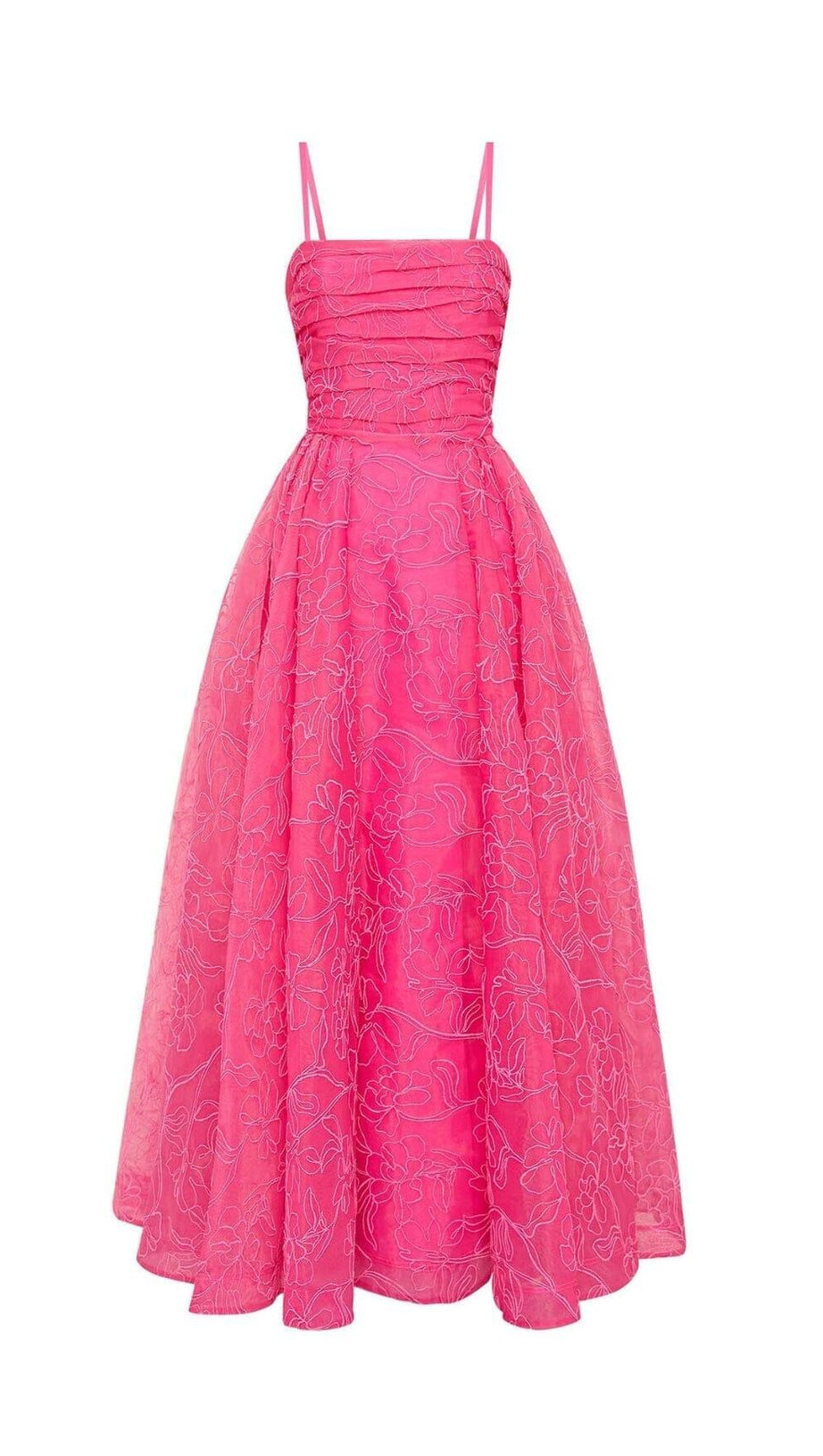 ASYMMETRICALLY GATHERED MAXI DRESS IN ORGANZA