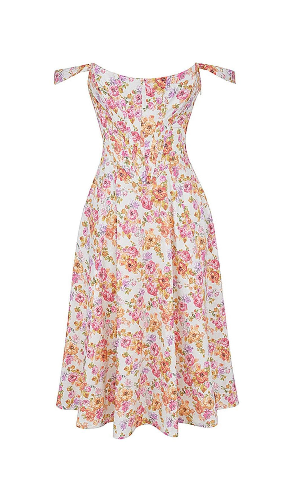 IVORY FLORAL MIDI SUNDRESS