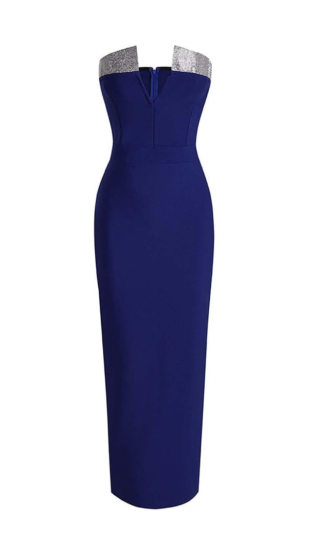 AIIZIE BANDEAU OFF SHOULDER MAXI DRESS IN ROYAL BLUE - product image