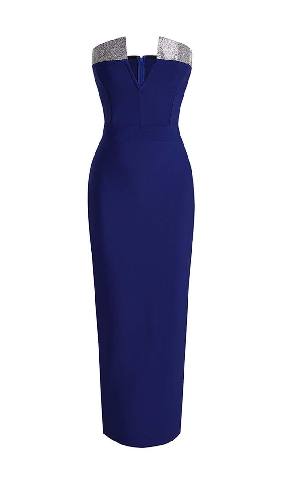 BANDEAU OFF SHOULDER MAXI DRESS IN ROYAL BLUE