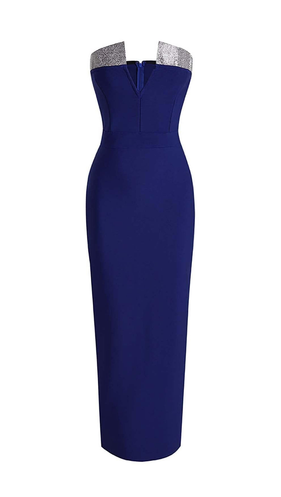 BANDEAU OFF SHOULDER MAXI DRESS IN ROYAL BLUE