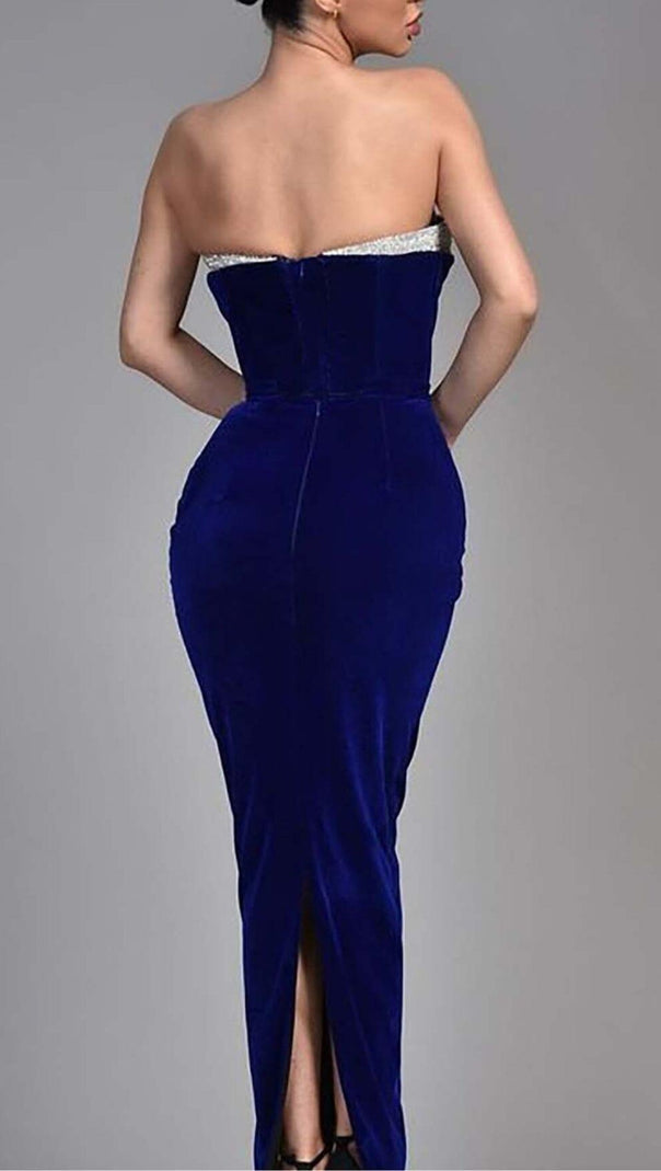 AIIZIE BANDEAU OFF SHOULDER MAXI DRESS IN ROYAL BLUE - product image
