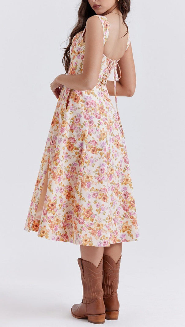 AIIZIE IVORY FLORAL MIDI SUNDRESS - product image