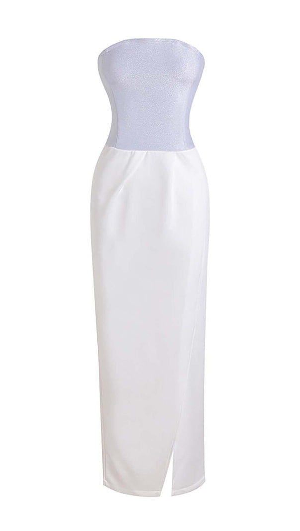 AIIZIE BANDEAU WAIST-TIGHTENING MAXI DRESS IN WHITE - product image