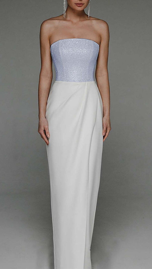 AIIZIE BANDEAU WAIST-TIGHTENING MAXI DRESS IN WHITE - product image