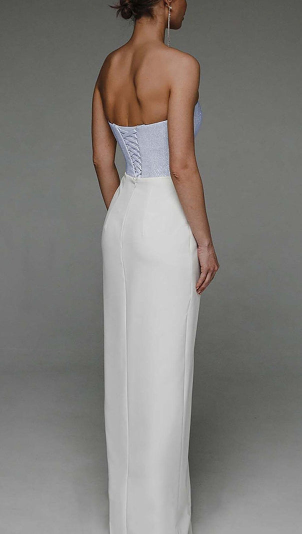 AIIZIE BANDEAU WAIST-TIGHTENING MAXI DRESS IN WHITE - product image