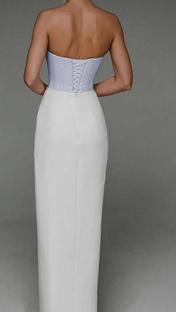 AIIZIE BANDEAU WAIST-TIGHTENING MAXI DRESS IN WHITE - product image