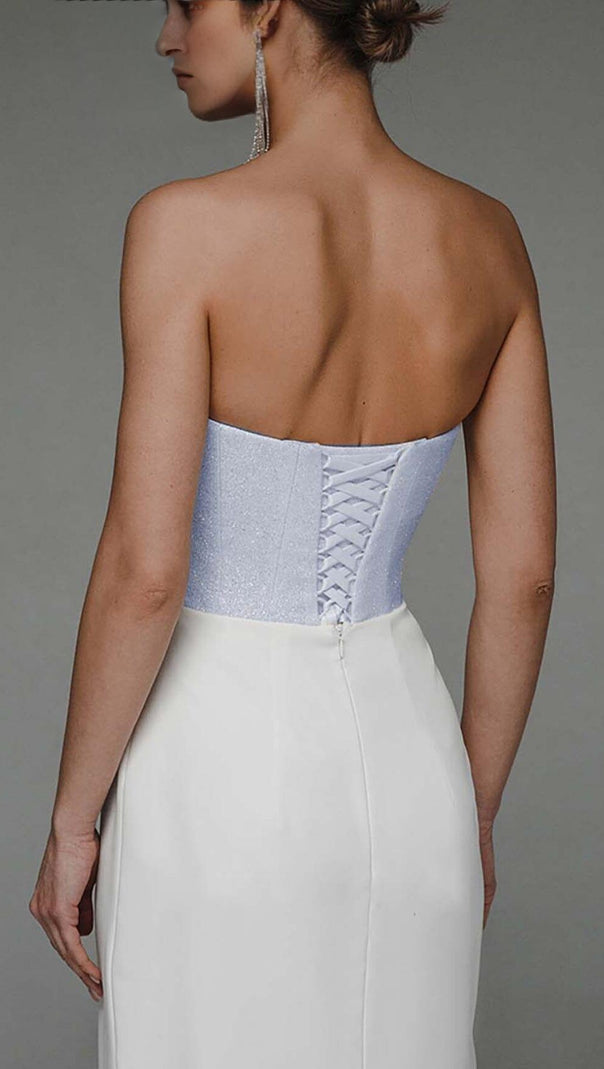 AIIZIE BANDEAU WAIST-TIGHTENING MAXI DRESS IN WHITE - product image