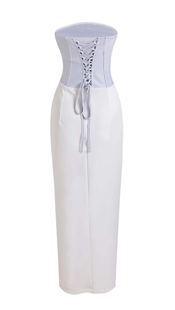 AIIZIE BANDEAU WAIST-TIGHTENING MAXI DRESS IN WHITE - product image