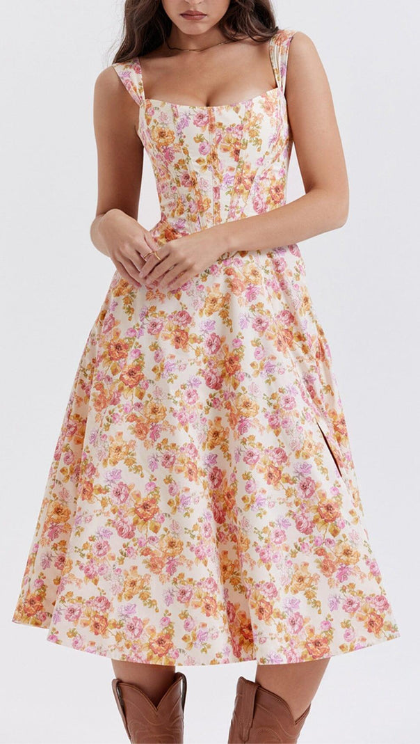 AIIZIE IVORY FLORAL MIDI SUNDRESS - product image
