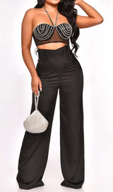 BEADING BUSTIER TWO-PIECE SET IN BLACK