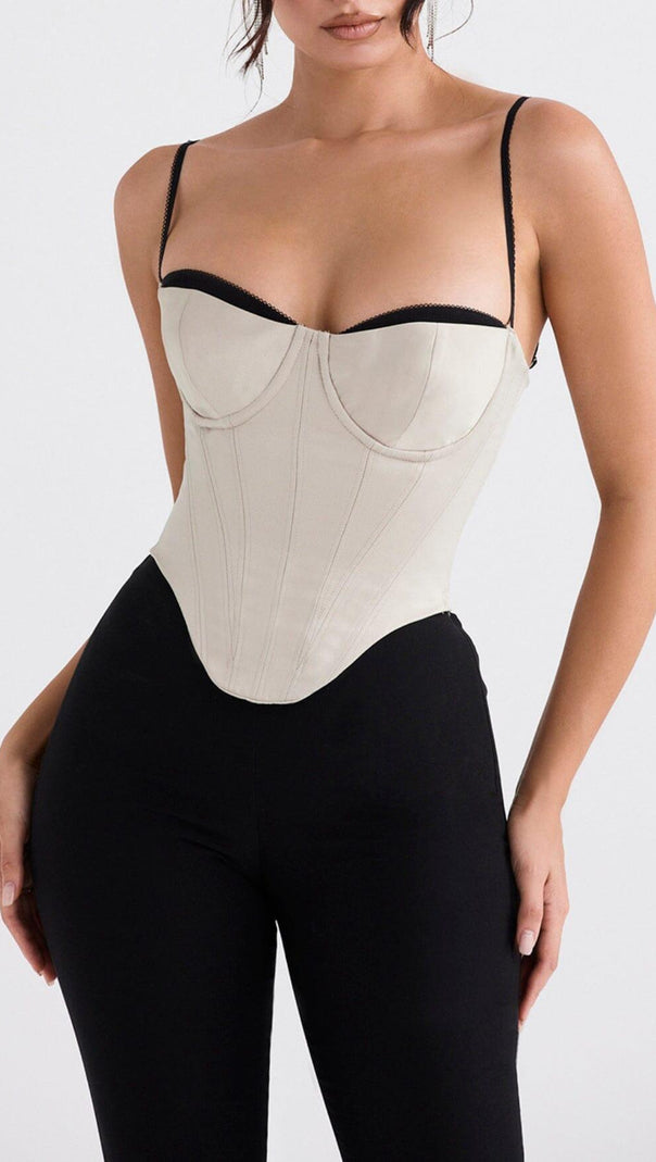 AIIZIE BEIGE SATIN UNDERWIRED CORSET - product image