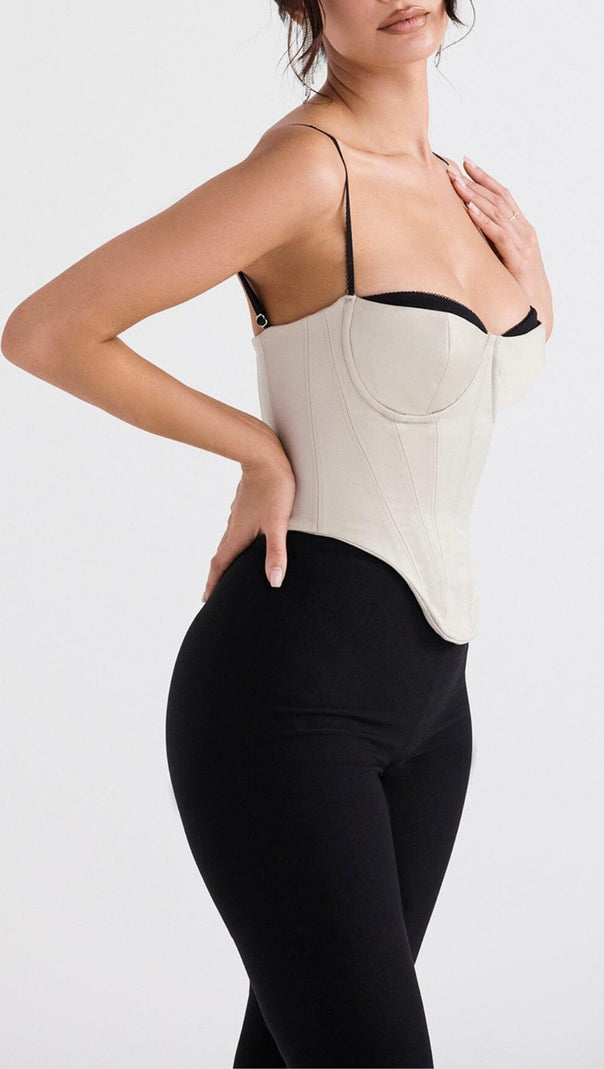 AIIZIE BEIGE SATIN UNDERWIRED CORSET - product image