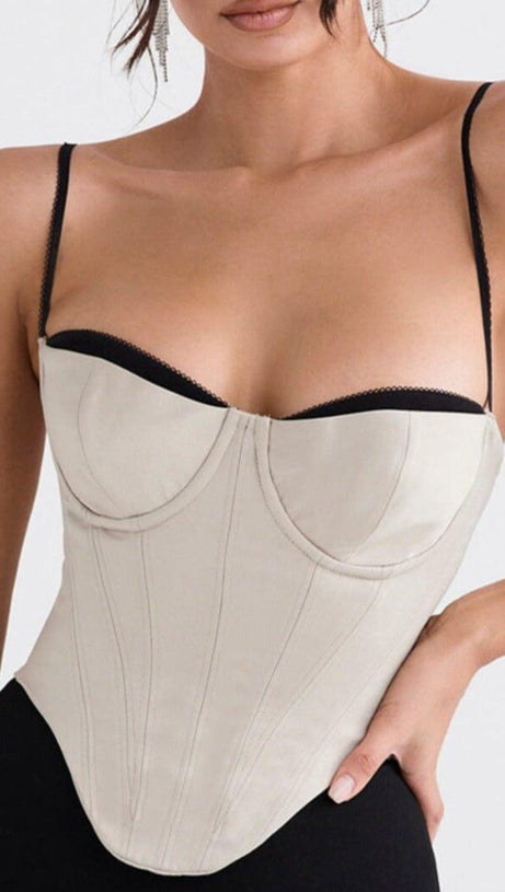 BEIGE SATIN BÜGELKORSETT
