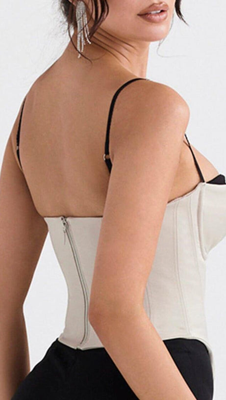 BEIGE SATIN BÜGELKORSETT