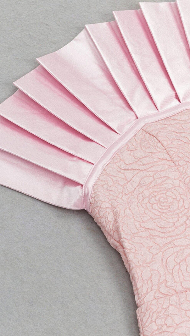 AIIZIE BODYCON RUFFLE DETAIL MIDI DRESS IN PINK - product image